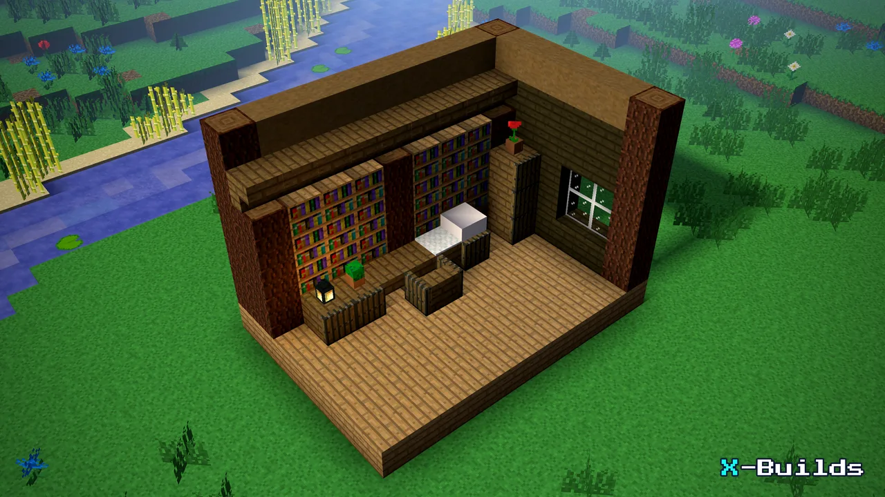 Bookshelf and Study Desk, a Minecraft build