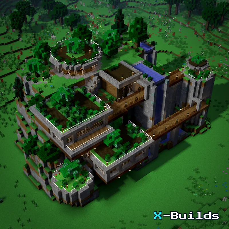 Cliffside Mega Base, a Minecraft base build