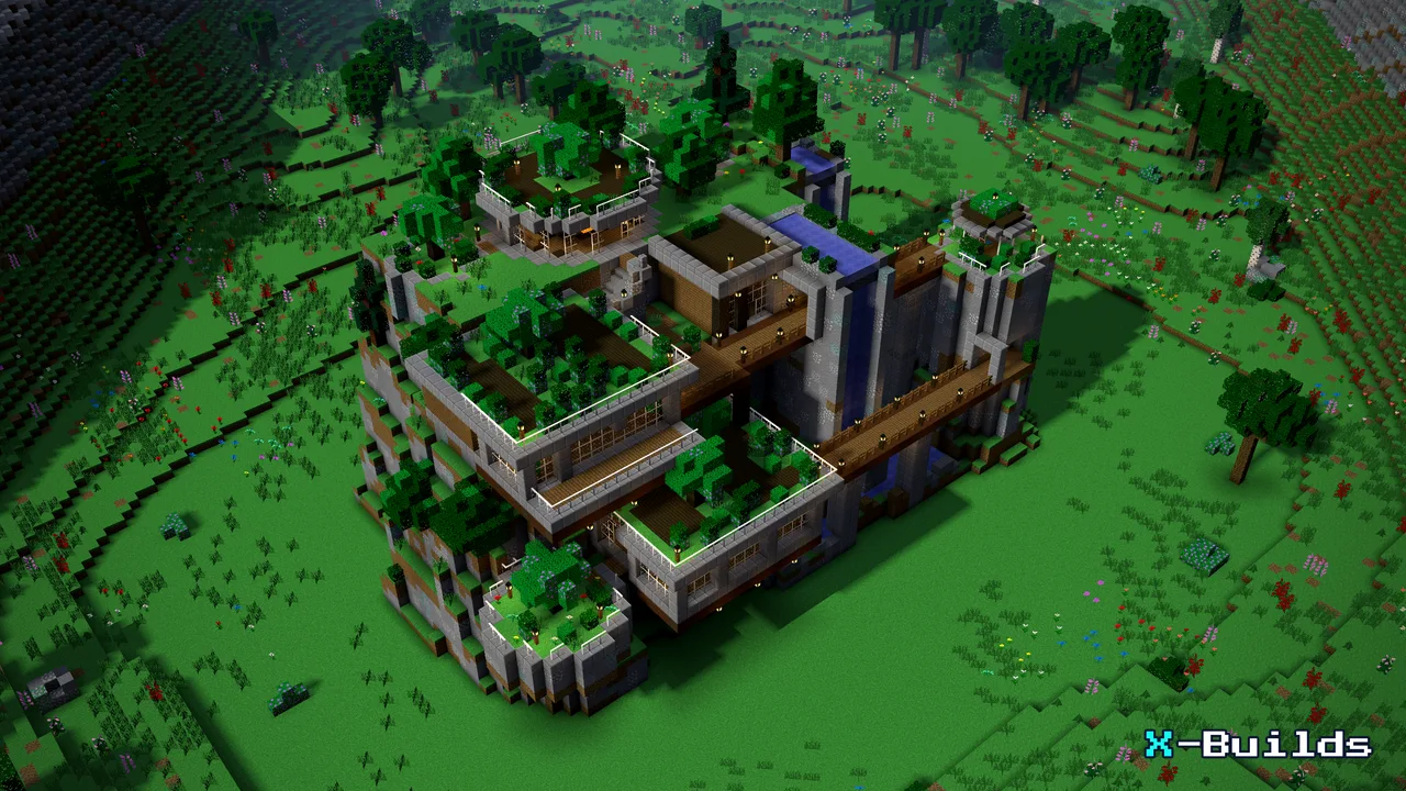 Cliffside Mega Base, a Minecraft build