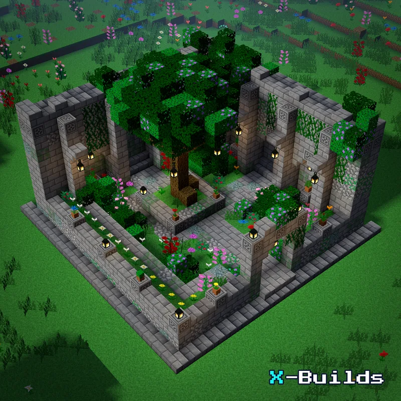Courtyard Garden, a Minecraft garden build