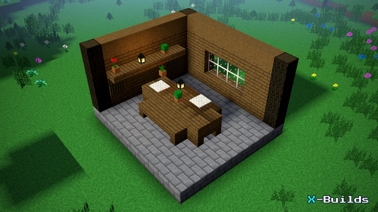 The Dining Bench Set, a Minecraft furniture build