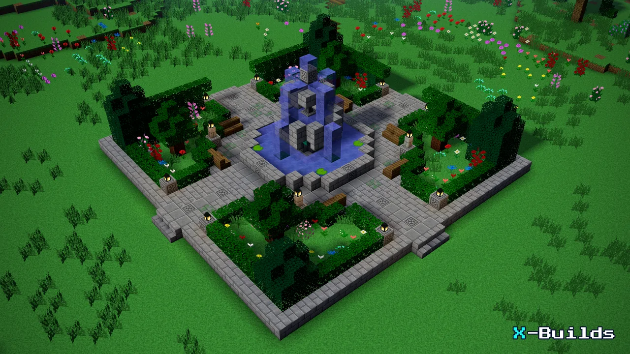 Fountain Garden, a Minecraft build