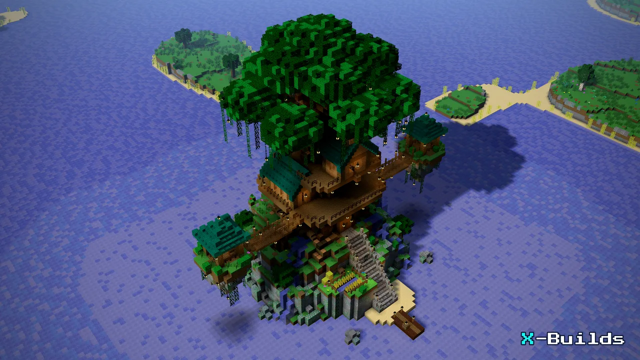 Giant Tree Island, a Minecraft build