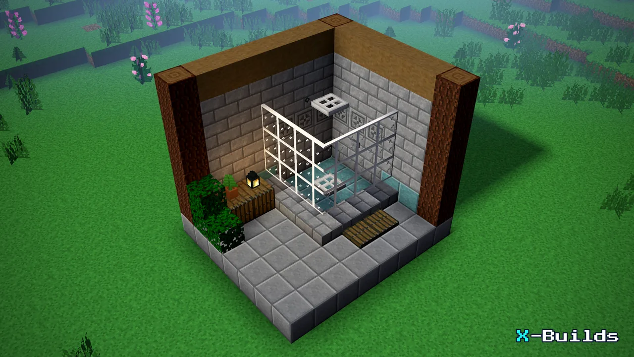Glass Shower, a Minecraft build