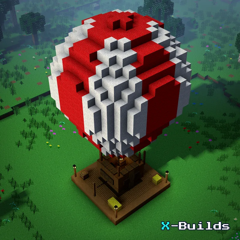 Hot Air Balloon, a Minecraft vehicle build