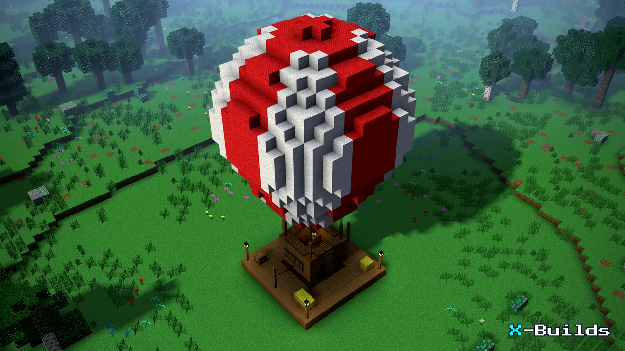 The Hot Air Balloon, a Minecraft vehicle build