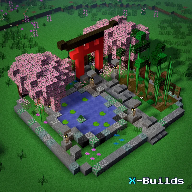 Japanese Garden, a Minecraft garden build