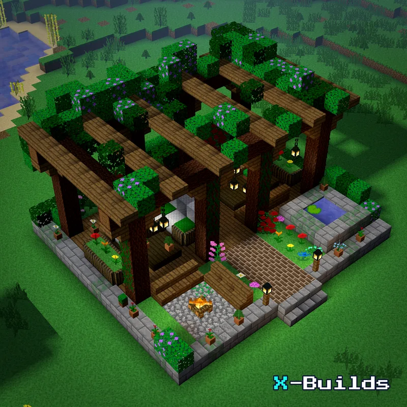 Pergola Patio Garden, a Minecraft garden build