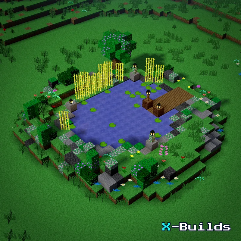 Pond Garden, a Minecraft garden build