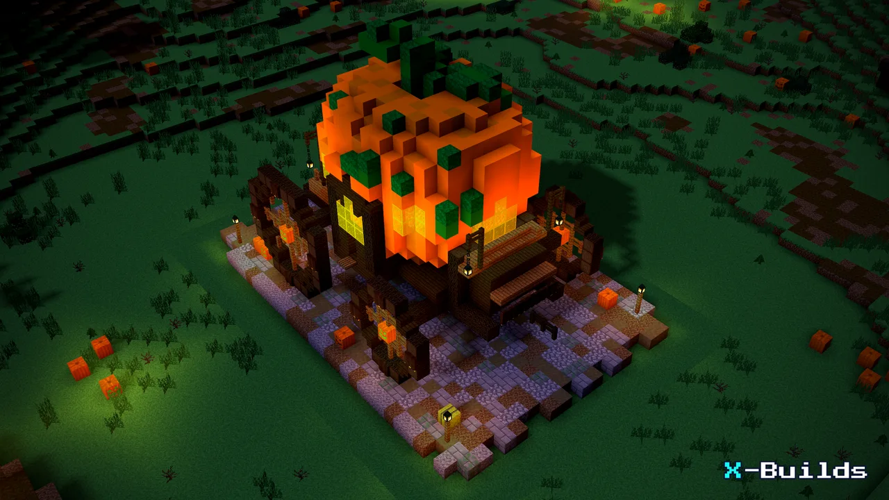 Pumpkin Carriage, a Minecraft build