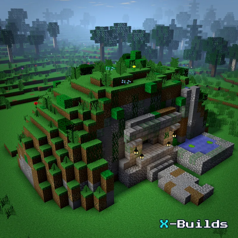 Secret Hillside Entrance, a Minecraft redstone build