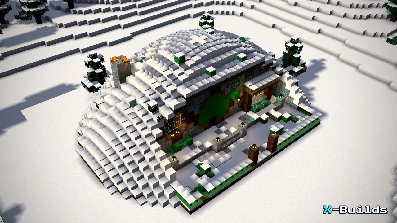 Snowy Hillside Burrow, a Minecraft build