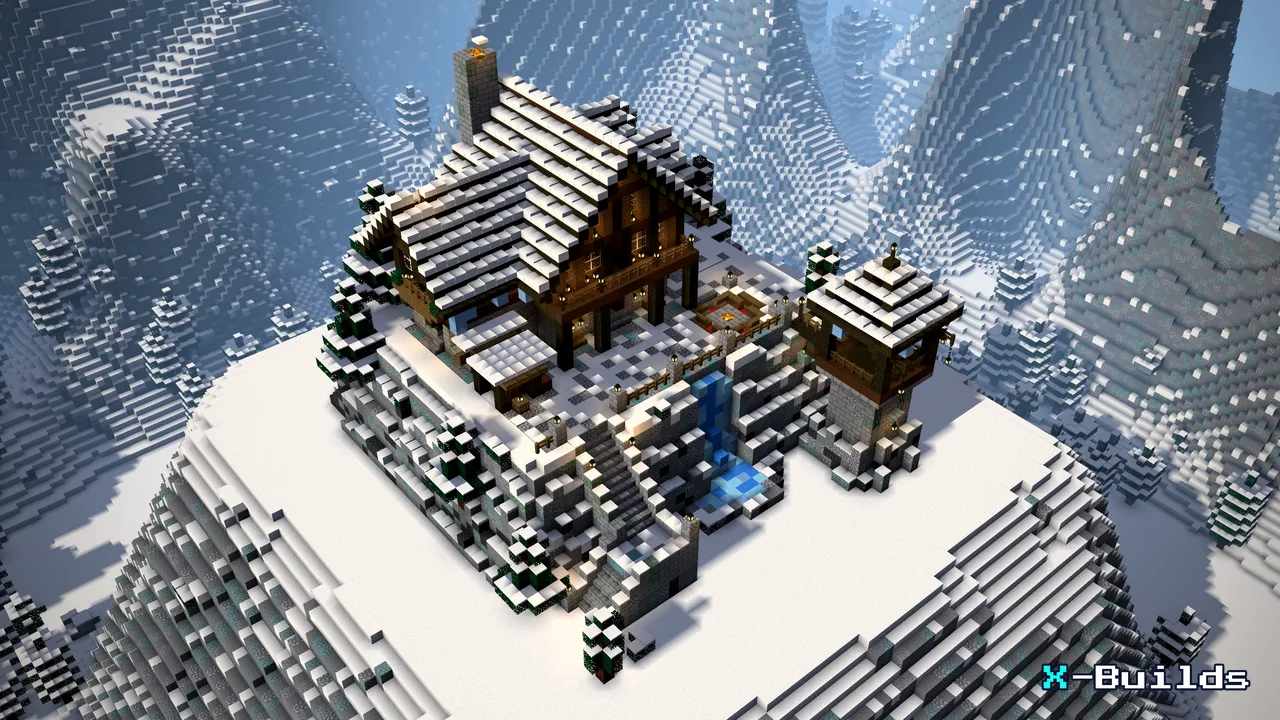 Snowy Mountain Chalet, a Minecraft build