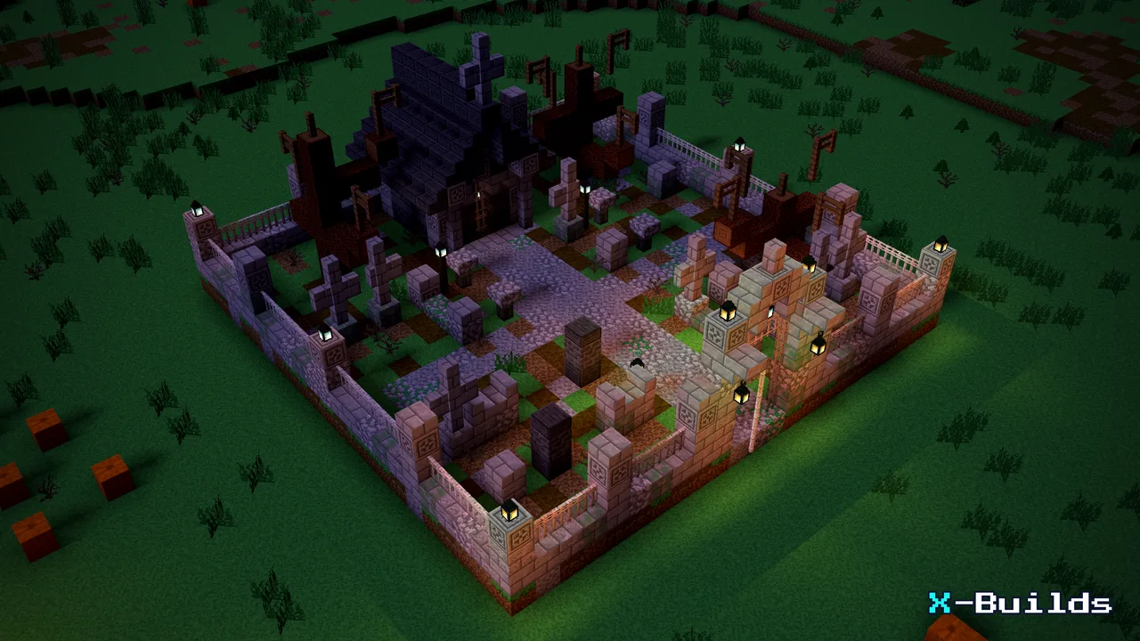Spooky Graveyard, a Minecraft build
