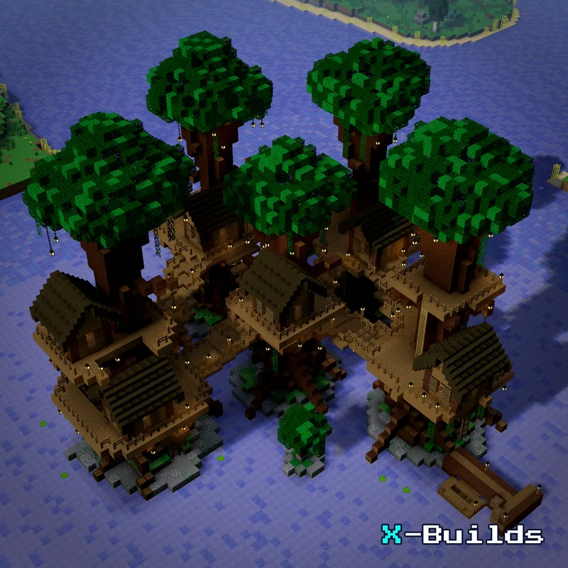 Treehouse Village, a Minecraft base build