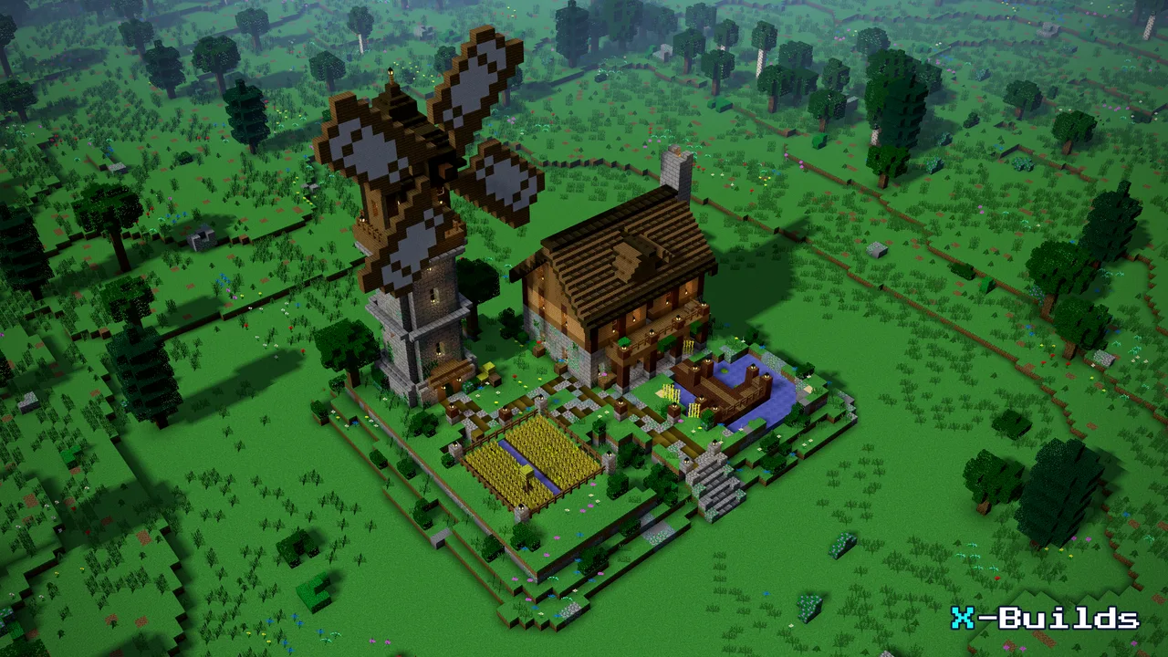Windmill Cottage, a Minecraft build