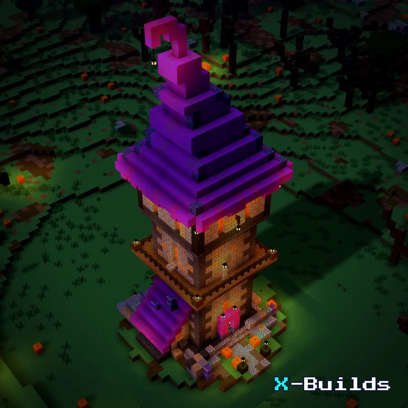 Witch Tower, a Minecraft tower build