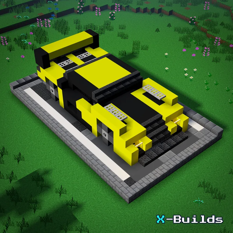 Yellow Supercar, a Minecraft vehicle build